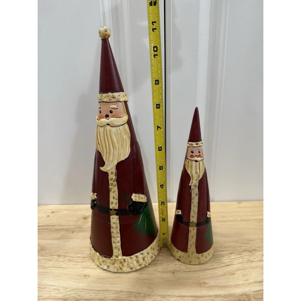 Santa Claus Wood Nesting Doll Set of 2 Pointed Hats Pier One